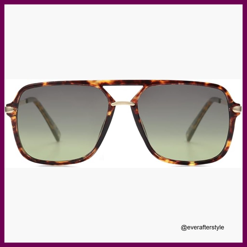 Polarized Retro Aviator Sunglasses, Square Frame, Uv400 Protection
